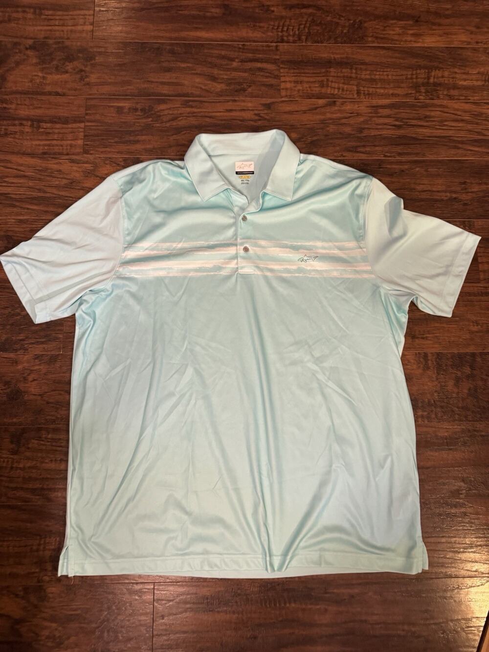 Greg Norman Golf Polo Shirt Light Blue Mens Striped Sz: XXL